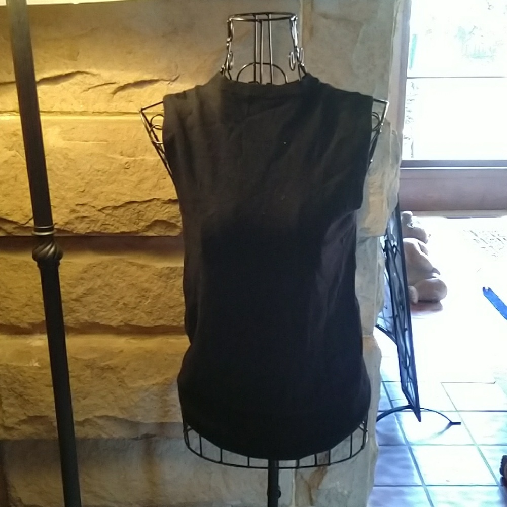 Black wool thick strap tank top
